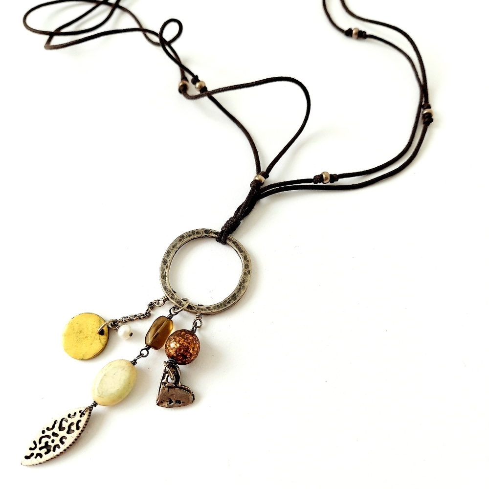 Silpada leather + charm necklace